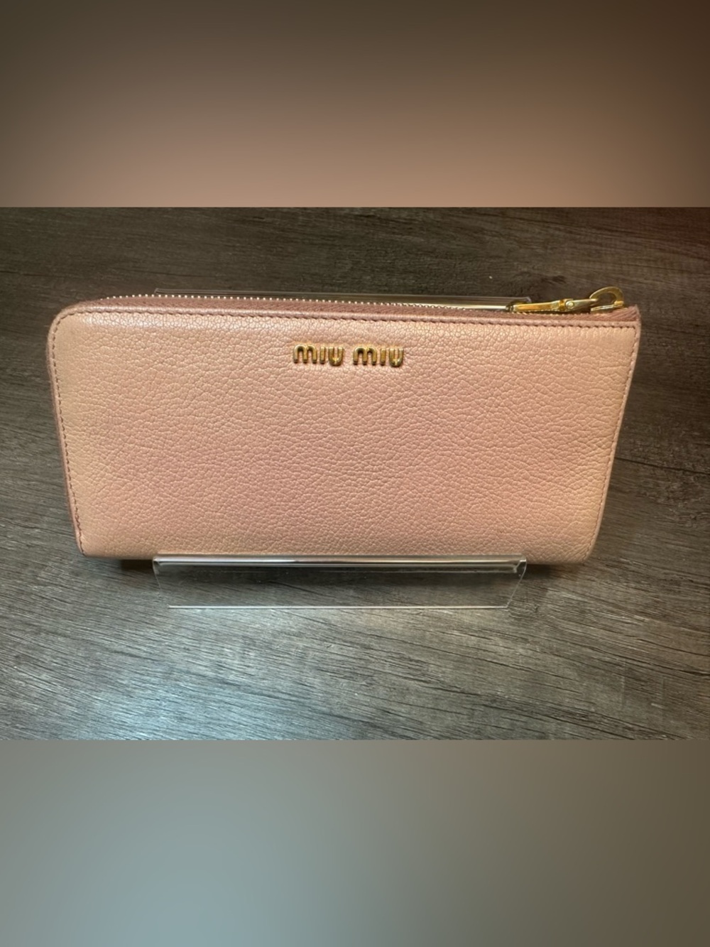 Miu Miu Studded Bow Crystal Embellished L-Zip Wallet